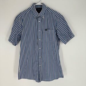 Faconnable Button Down Striped Tri-Color Collared Club Shirt